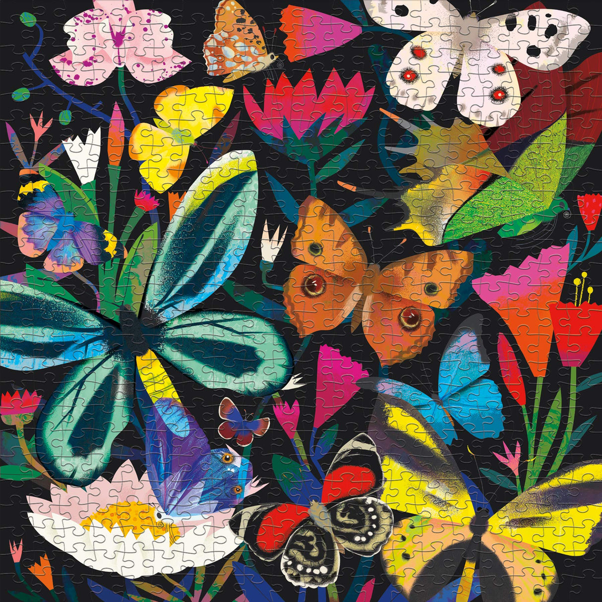 Mudpuppy Butterflies Illuminated 500 Piece Glow in the Dark Family Puzzle from Mudpuppy - 20" x 20" Glow in the Dark Puzzle, Perfect Family Activity, Ages 8+ Mudpuppy