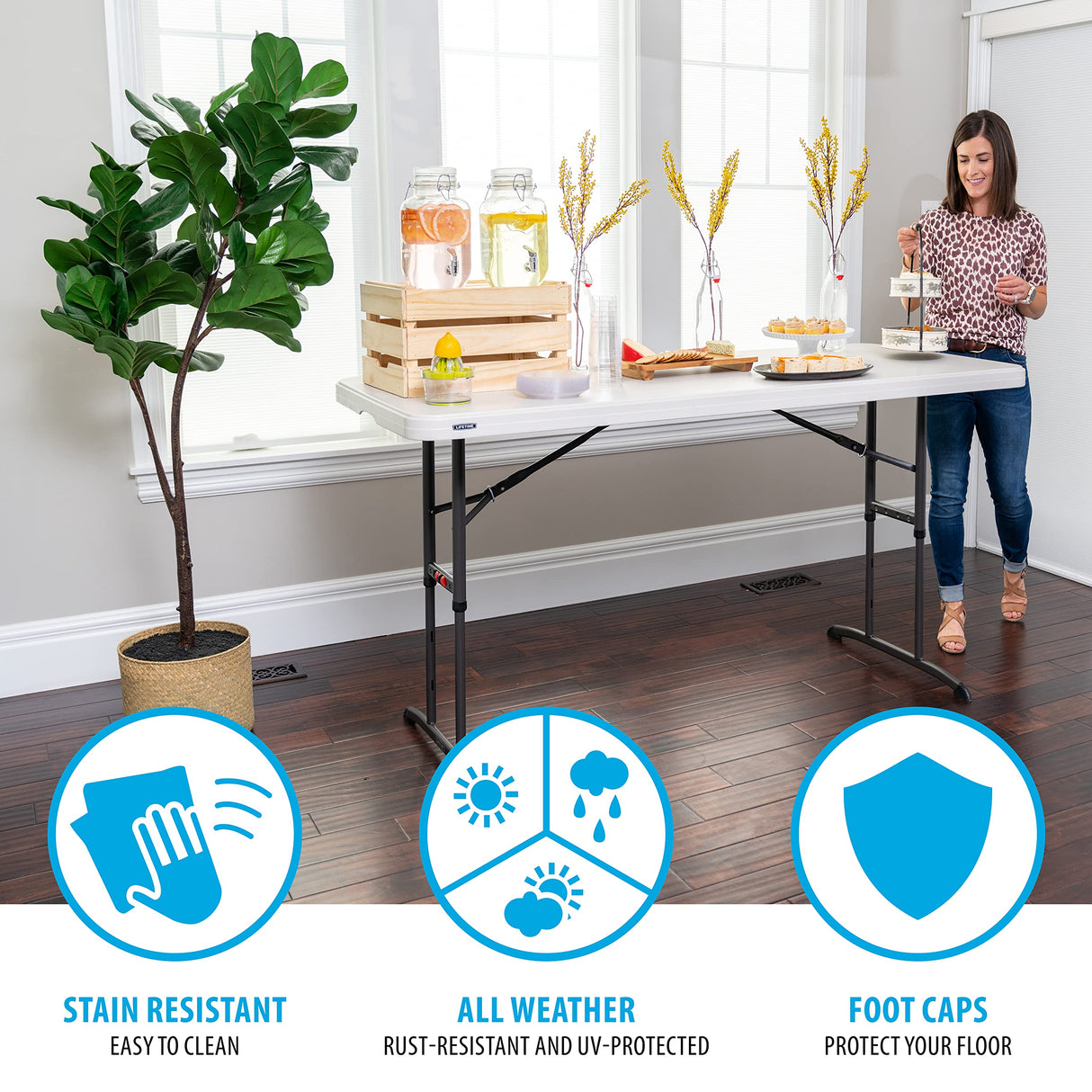 Lifetime 6-Foot Adjustable Height Nesting Table, Commercial, Almond Lifetime