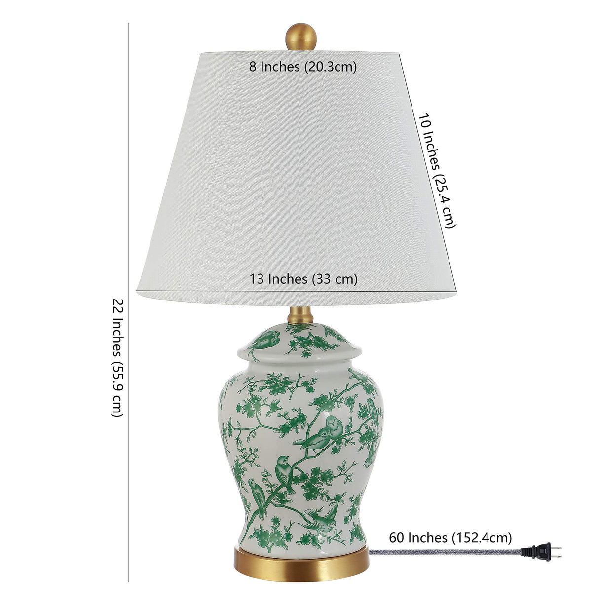 JONATHAN Y JYL3005B Penelope 22" Chinoiserie Classic LED Table Lamp Cottage Traditional Bedside Desk Nightstand for Bedroom Living Room Office College Bookcase LED Bulb Included, Green/White JONATHAN Y