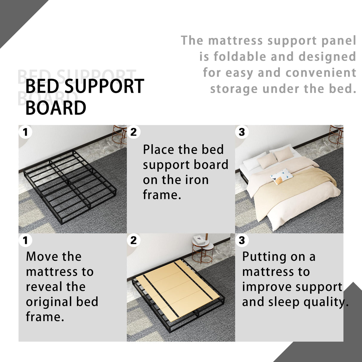 Yarfyk Queen Bed Board Under Mattress Support,Foldable Box Spring, 38"x 74",Mattress Support Wooden Bunkie Board,Bunkie Board,Bed Slats Yarfyk