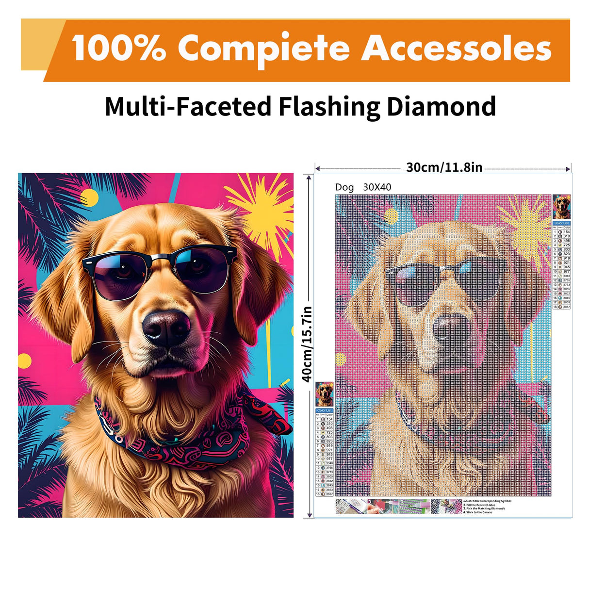 Yeadiffy Diamond Art Painting Kits for Adults Diamond Art Kits for Adults Beginners,5D Translucent Gems Diamond Painting,DIY Full Drill Diamond Gem Art and Crafts 12x16inch (Dog) Yeadiffy
