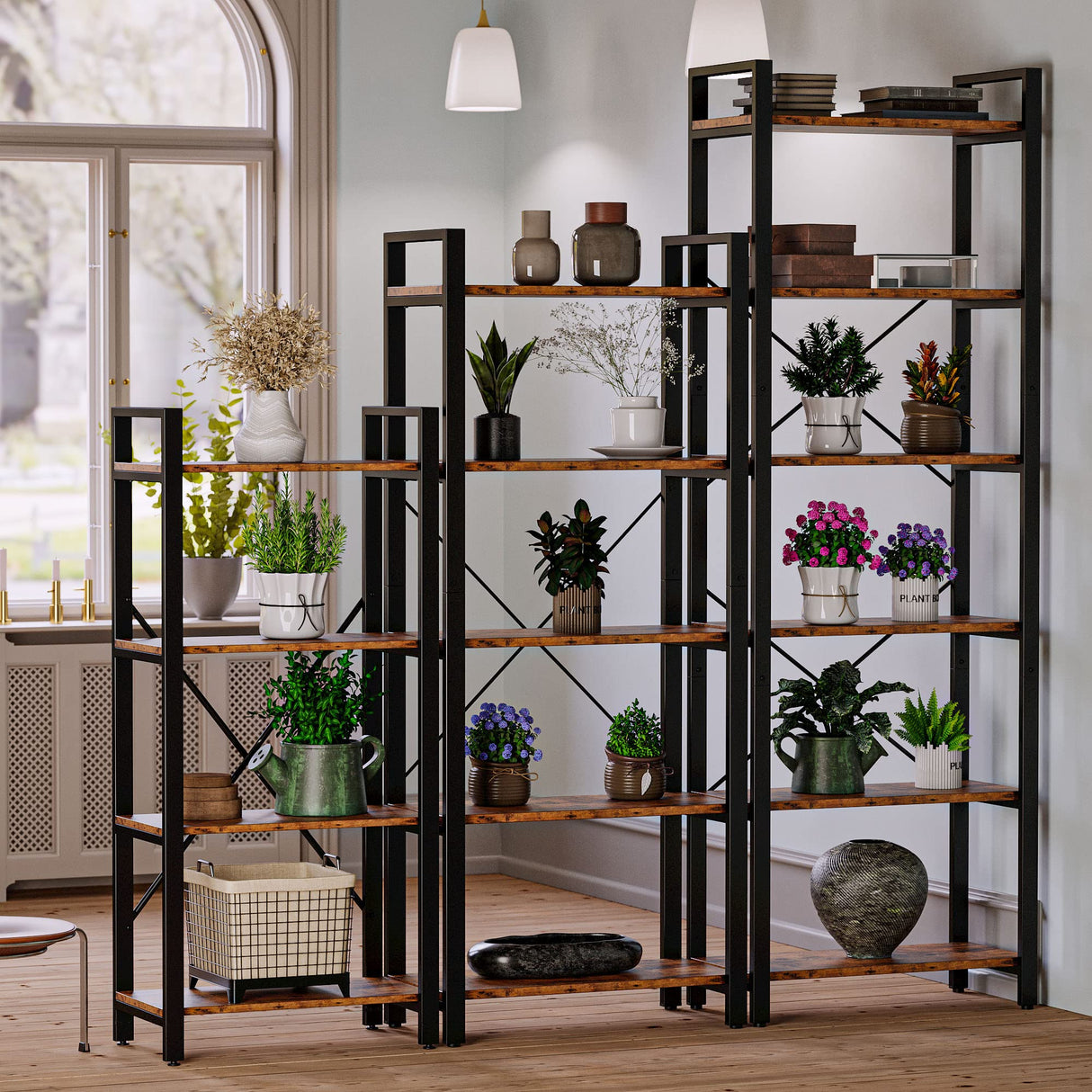 IRONCK Vintage Industrial 6-Tier Ladder Bookshelf - Durable Display Shelf for Home or Office IRONCK