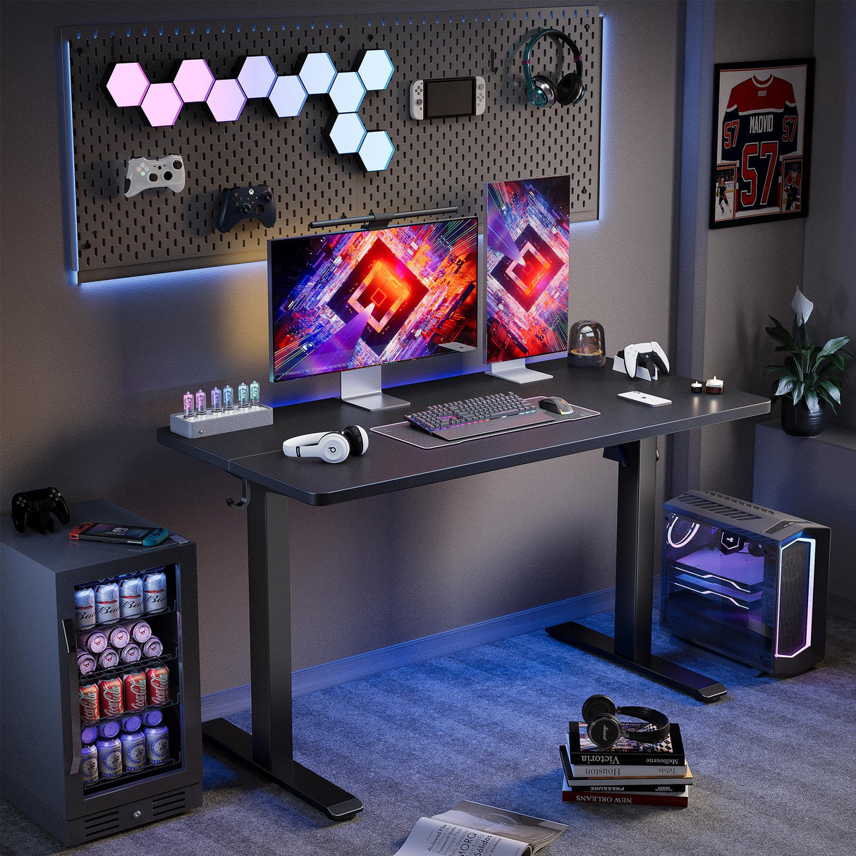 TIQLAB Computer Desk 47 x 24 inch, Modern Office Table with Bold T-Shaped Leg Design, Simple PC Gaming Desk, Study Writing Workstation, Black TIQLAB