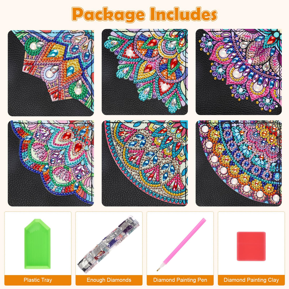 MXJSUA 6 Pcs DIY Diamond Art Painting Corner Bookmarks, Hand Corner Book Marks Gem Painting Art PU Leather Triangle Bookmarks for Home Office School Beginner Adults Reading Crafts Kit Book Lovers MXJSUA