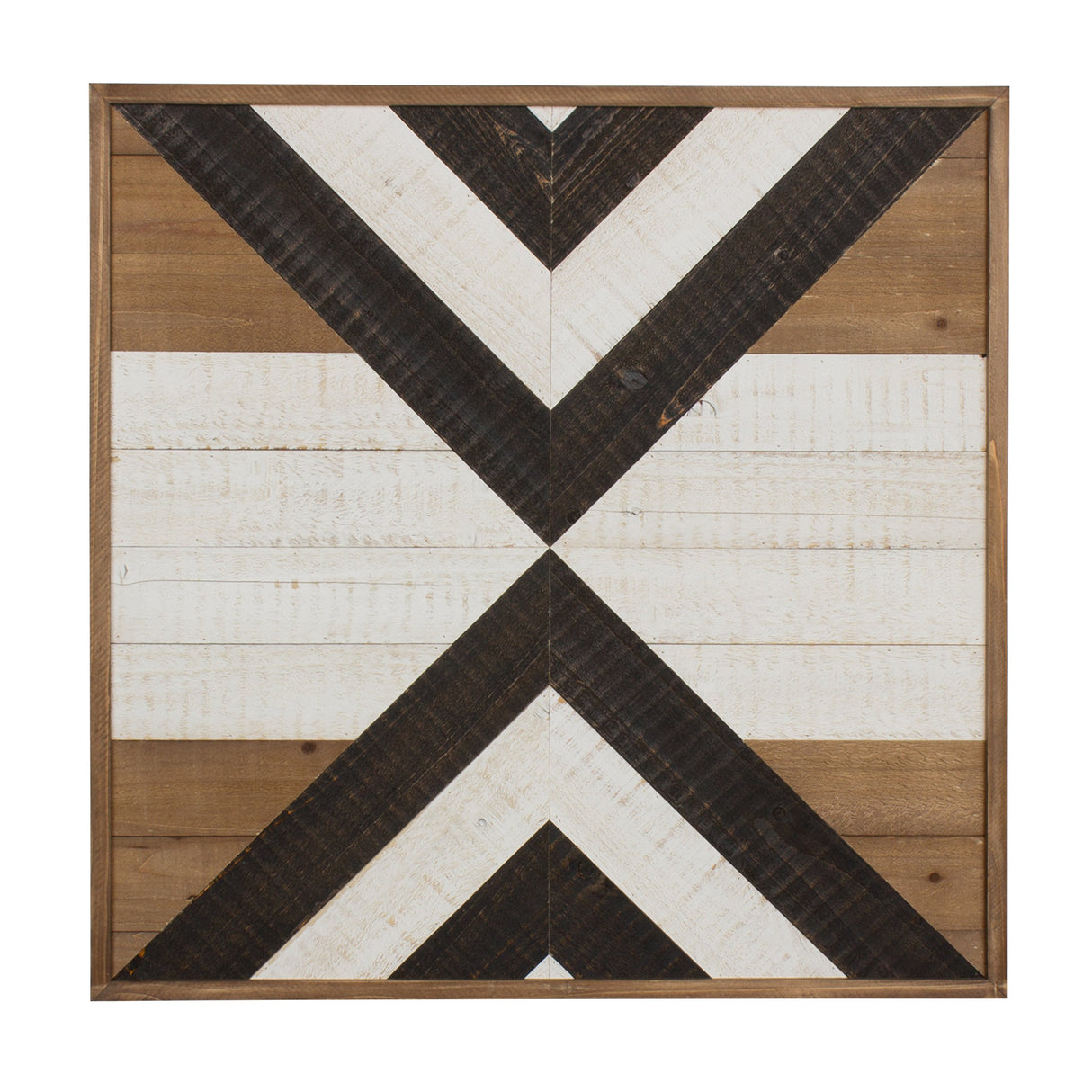 Kate and Laurel Baralt Shiplap Wood Plank Art, Black, White and Rustic Brown Kate and Laurel