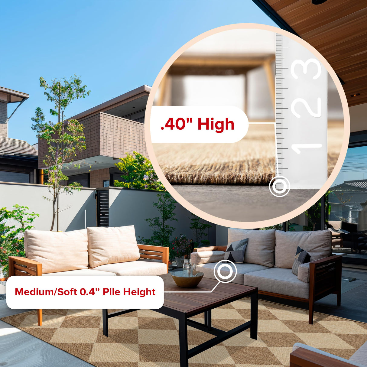 nuLOOM 8' x 10' Outdoor Performance Area Rug, Stain Resistant, Weather Resistant, High Traffic, Patio, Balcony, Outside, Sabina Brown nuLOOM