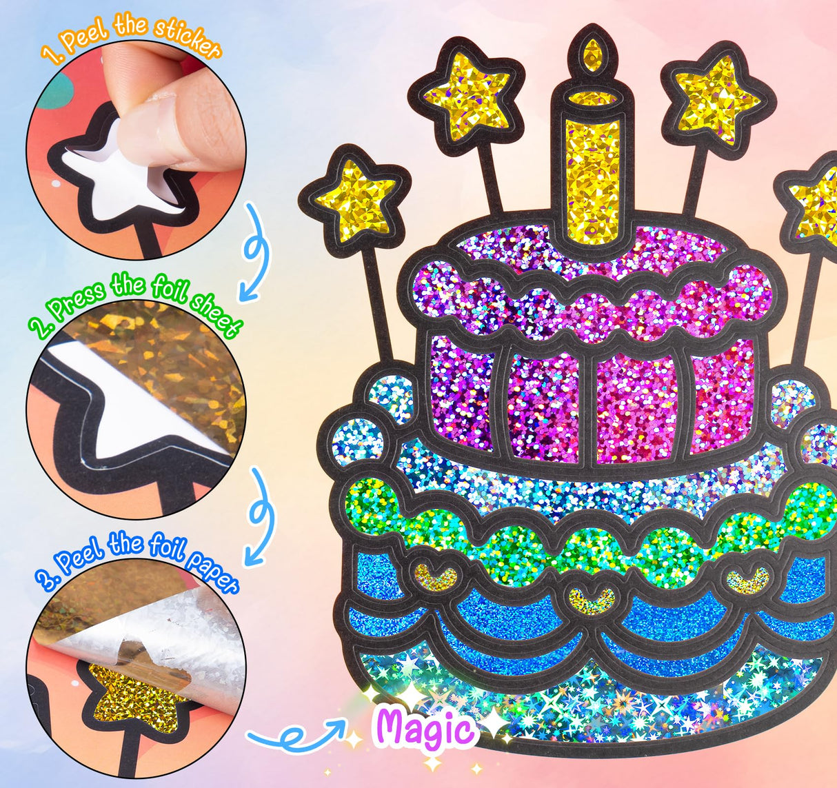 ilauke Art Craft Activity for Kids, No Mess DIY Creative Birthday Foil Art Kits, 2-in-1 Creative Travel Book for Girls Age 4-9, Idea Stuffers Valentines Gifts for Girls Boys, Travel Activities ilauke