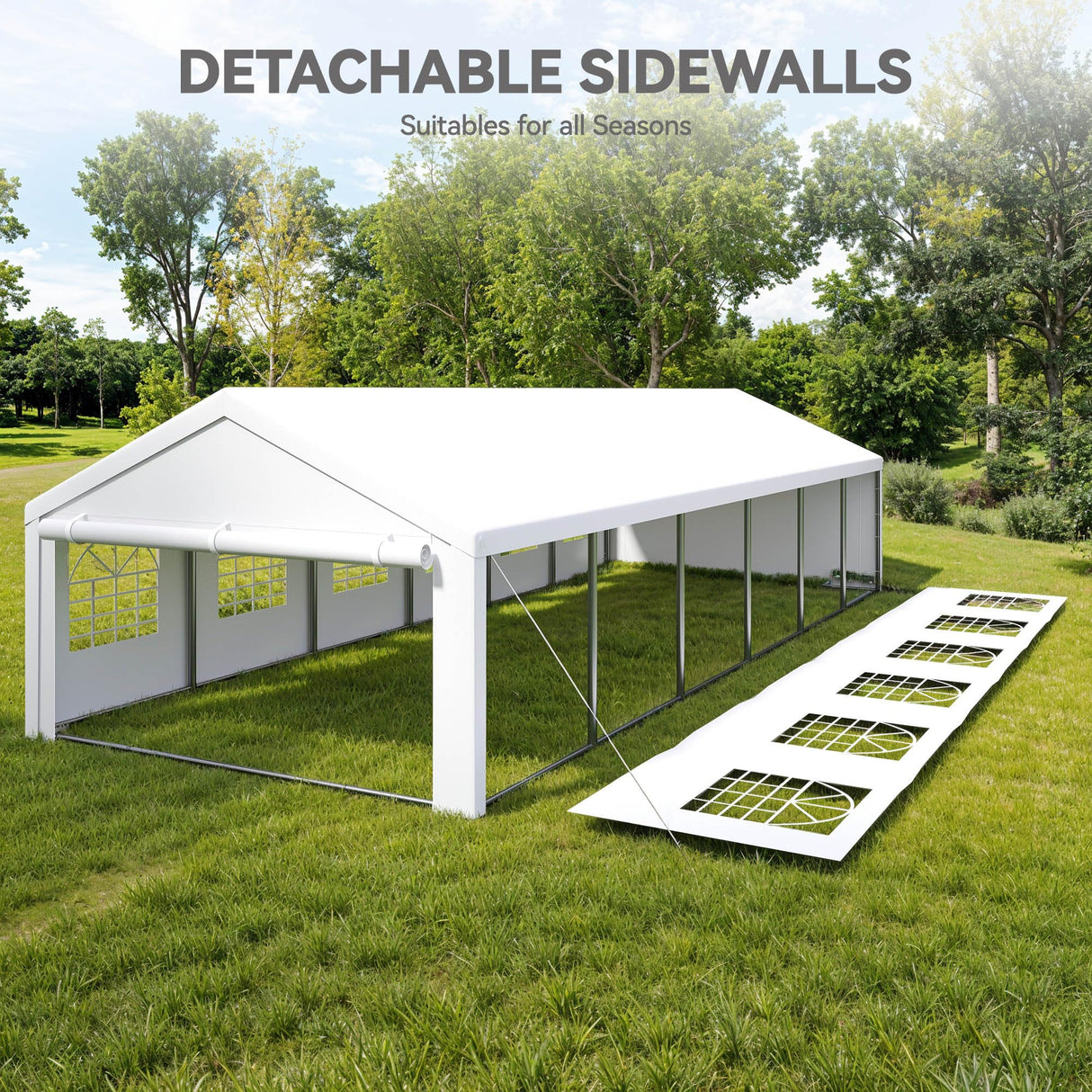 YITAHOME 20x40FT Party Tent Heavy Duty Wedding Tent Event Shelters Outdoor Canopy Upgraded Galvanized Steel Carport with Removable Sidewall Windows for Commercial and Parties (White) YITAHOME