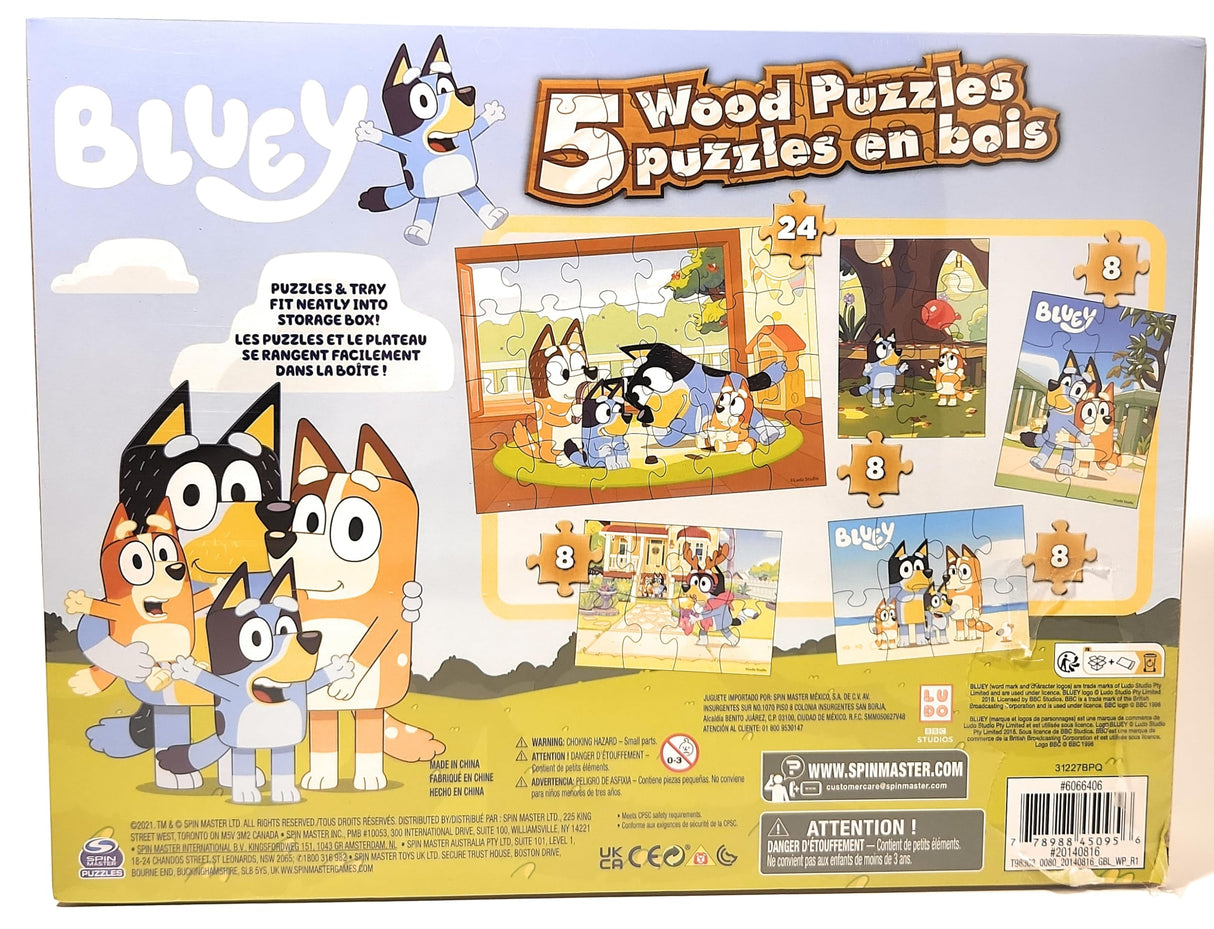 Bluey 5 Wood Puzzles with Storage Box, 72 Exclusive Mickey Mouse Clubhouse Stickers and Star Wars 300+ Stickers Bundle for Kids - Ages 3 and Up Spin Master