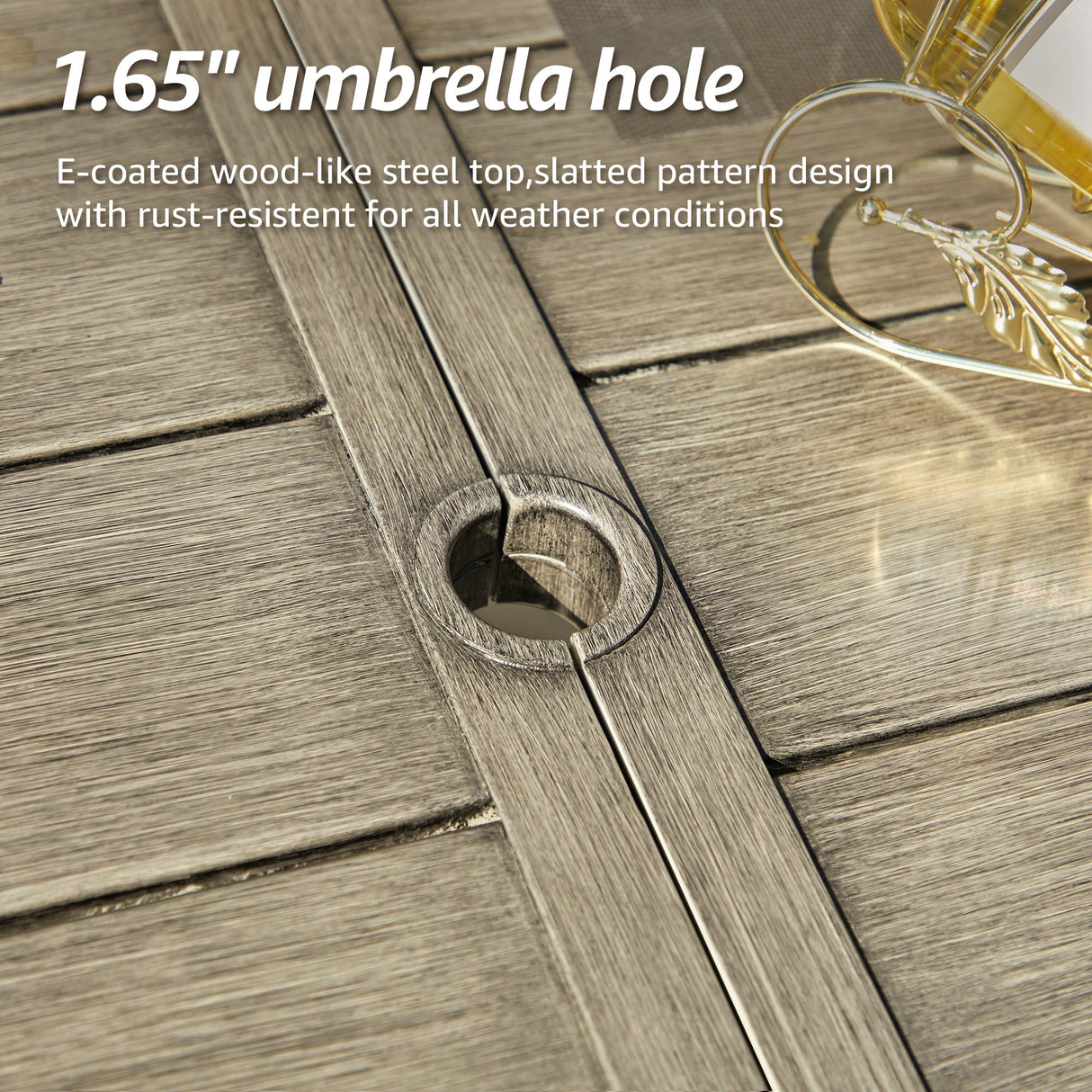 NATURAL EXPRESSIONS 7 Pieces Patio Dining Set Outdoor Furniture,70’’ Dining Table and 6 Sling Chairs with 1.65'' Umbrella Hole for Backyard Garden Poolside Porch NATURAL EXPRESSIONS