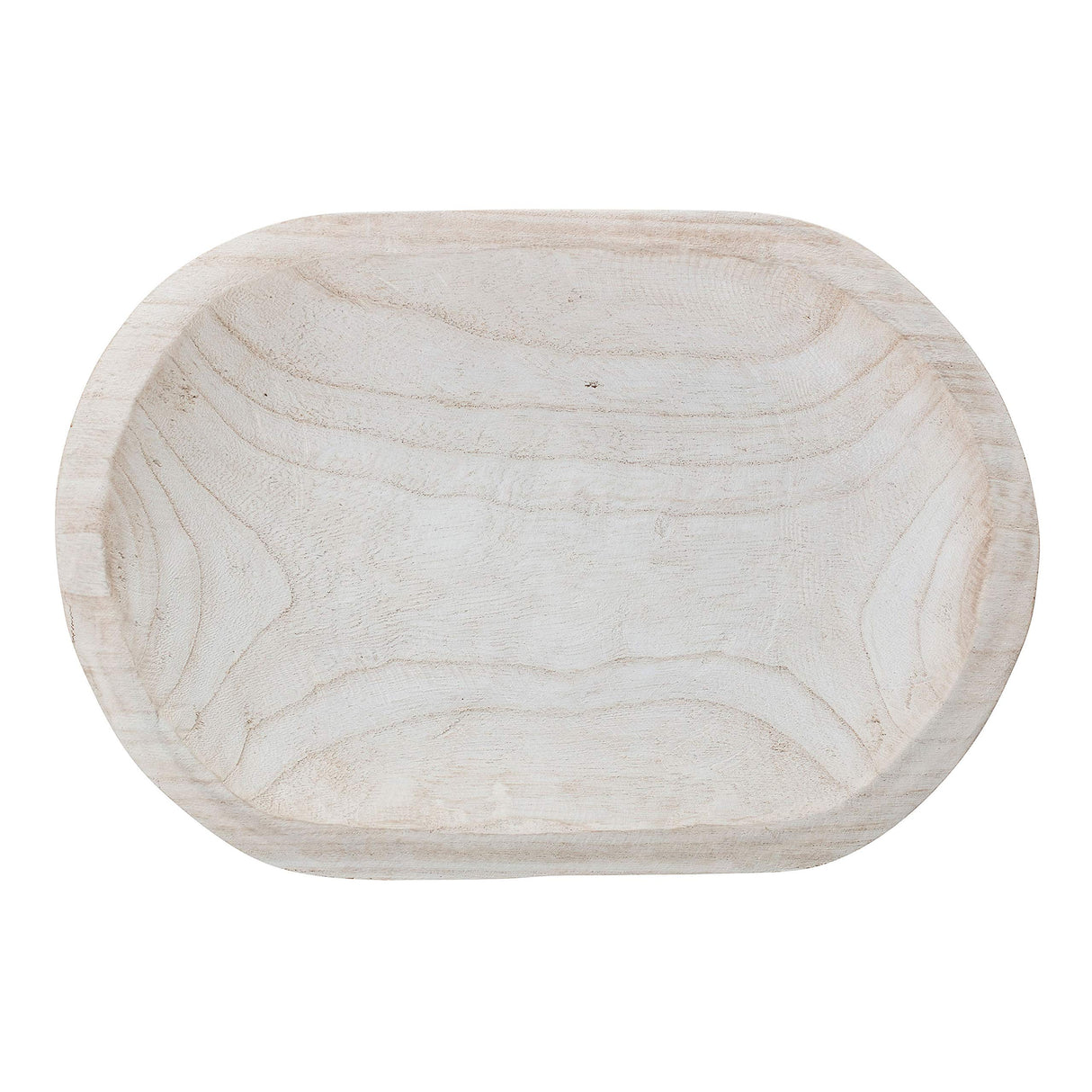 Bloomingville Hand-Carved Paulownia Wood Bowl with Whitewashed Finish Bloomingville