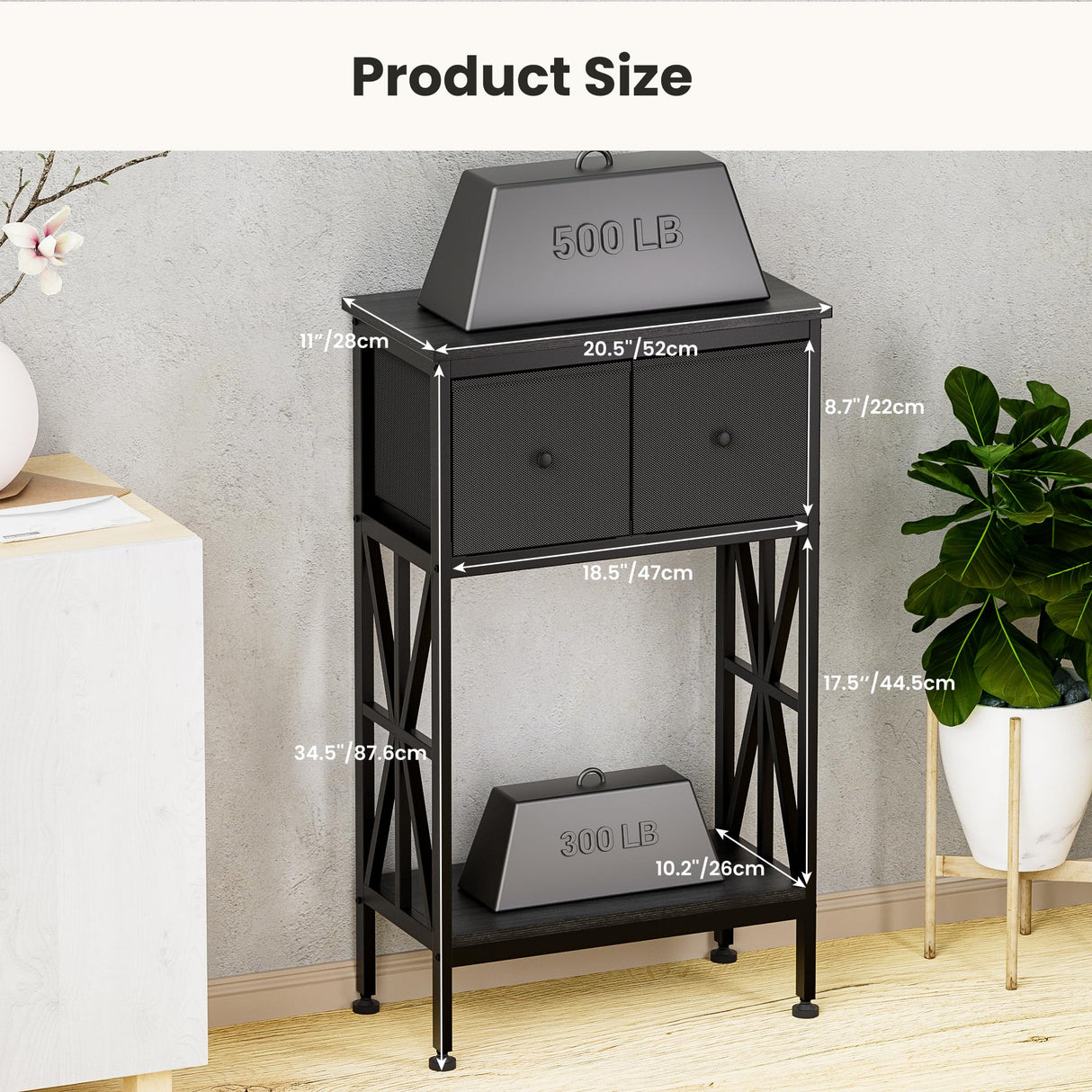 TRZZ 5-10 Gallon Fish Tank Stand, Heavy Duty Aquarium Stand with Dual-Tiered Cabinet, Accessory Storage Solution for Viewing Experience in Home & Office (20.47" L* 11.02" W) TRZZ