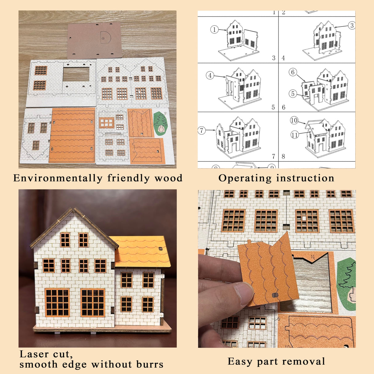 MPIUET 3D Wooden Puzzles for Adults Wooden House Building Model Kits, Hut Model 3D Puzzles Log Cabin Model Kits, 3D Jigsaw Puzzles, 3D Brain Teaser Puzzles, No Glue or Other Tools Required MPIUET