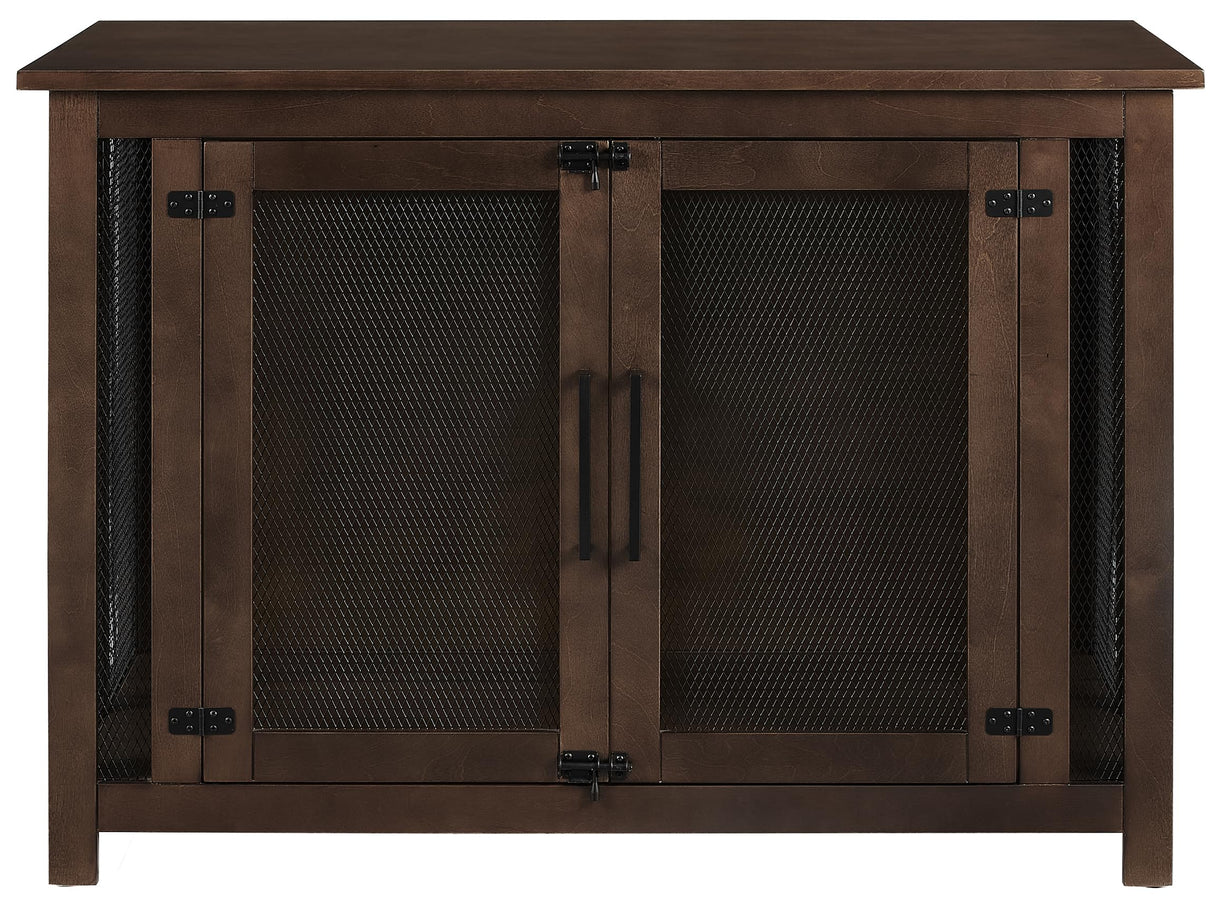 Crosley Furniture Dane Credenza Console Table Dog Crate Kennel for Pets, Brown Crosley Furniture