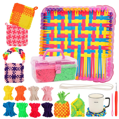 Weaving Loom Kit Toys Crafts Arts and Crafts for Girls Ages 6-8-12 Potholder Loops Toys for Girls and Adults - Knitting Loom Set Pot Holder Weaving Kits and Birthday Gifts for 7 9 10 11 Years Old