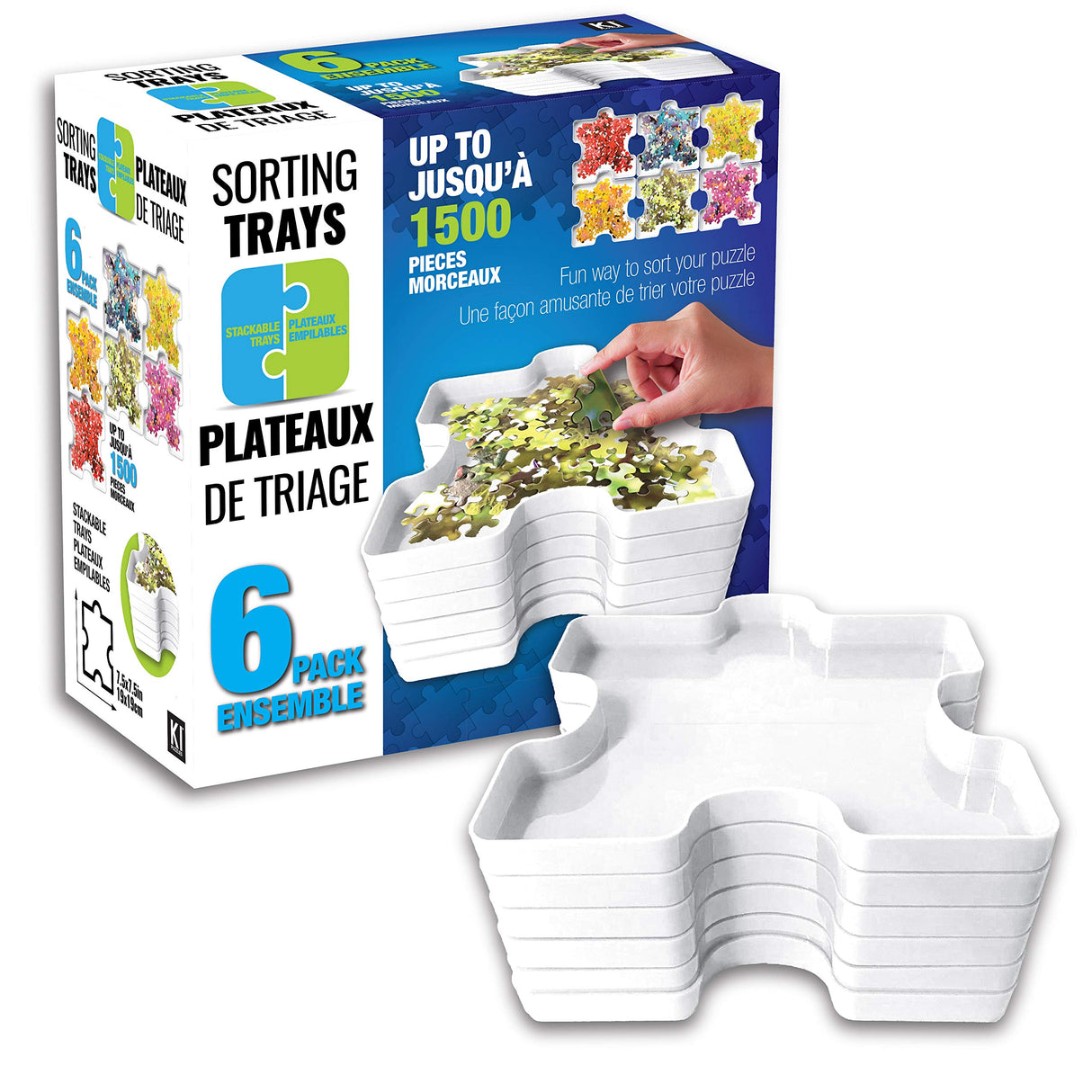 KI Puzzles Jigsaw Puzzle Sorting Trays. 6 Stackable Trays – Puzzle Storage - Holds up to 1500 Pieces KI Puzzles