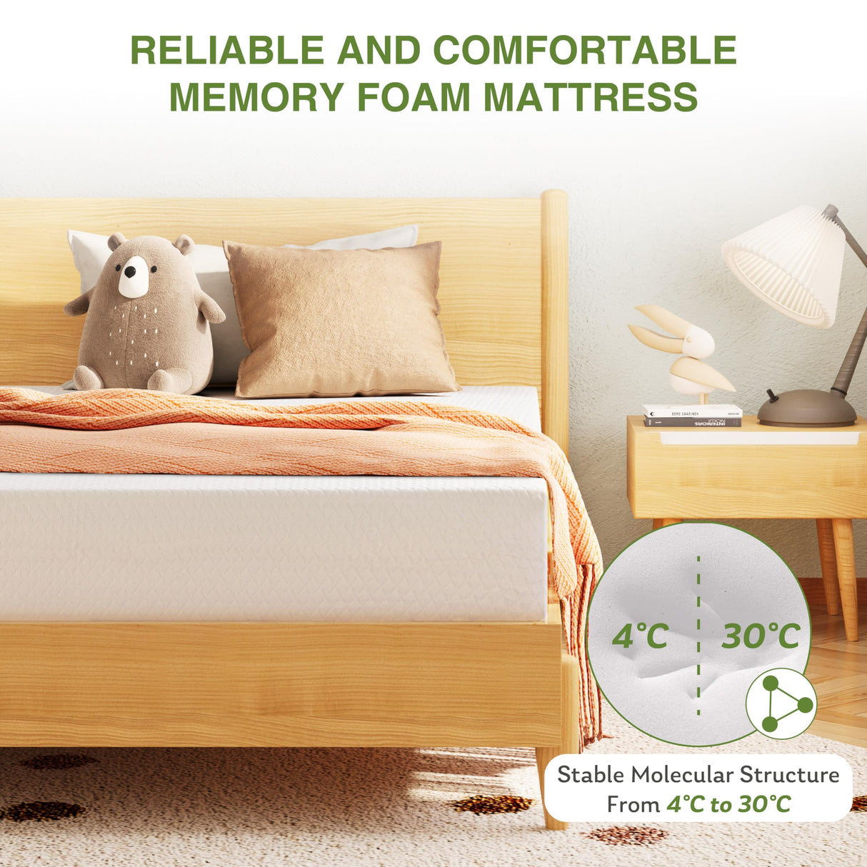 EGOHOME Full Size Memory Foam Mattress, 8 Inch Bed Mattress in A Box with Green Tea Cooling Gel, Pressure Relief Mattress with Medium Firm Support, CertiPUR-US Certified, 75''L x 54''W White EGOHOME