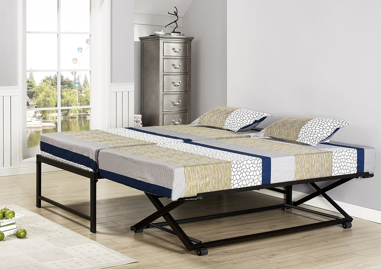 Kings Brand Furniture Twin Size Black Metal Platform Bed With Pop Up Trundle Kings Brand Furniture