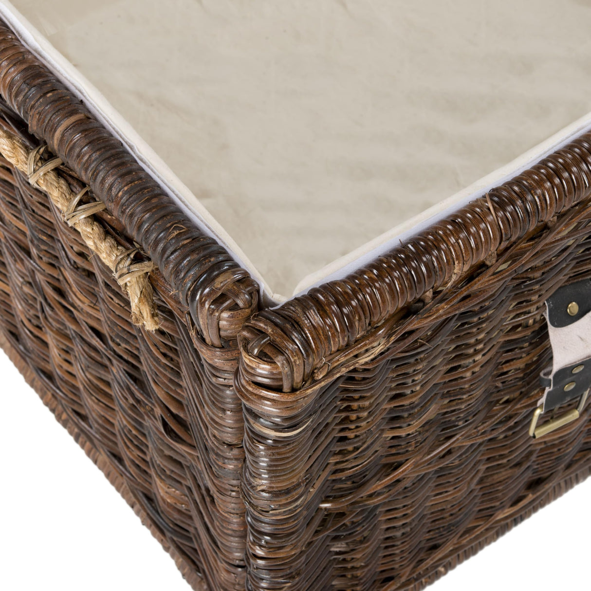happimess HPM9000B Caden 46" Wicker Storage Trunk, Collapsible for flat storage, Rattan-Sarang Buaya, Coastal for Office, Dorm Room-LivingRoom, Bedroom, Dining Room, Brown happimess