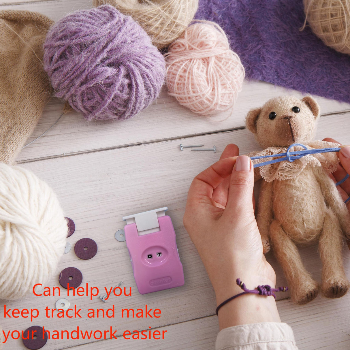 2 Pieces Knitting Counters, Knitting Needle Marking Tool, Plastic Knitting Stitch Counter, Crochet Yarn Row Counter Pink JSHYGOUP