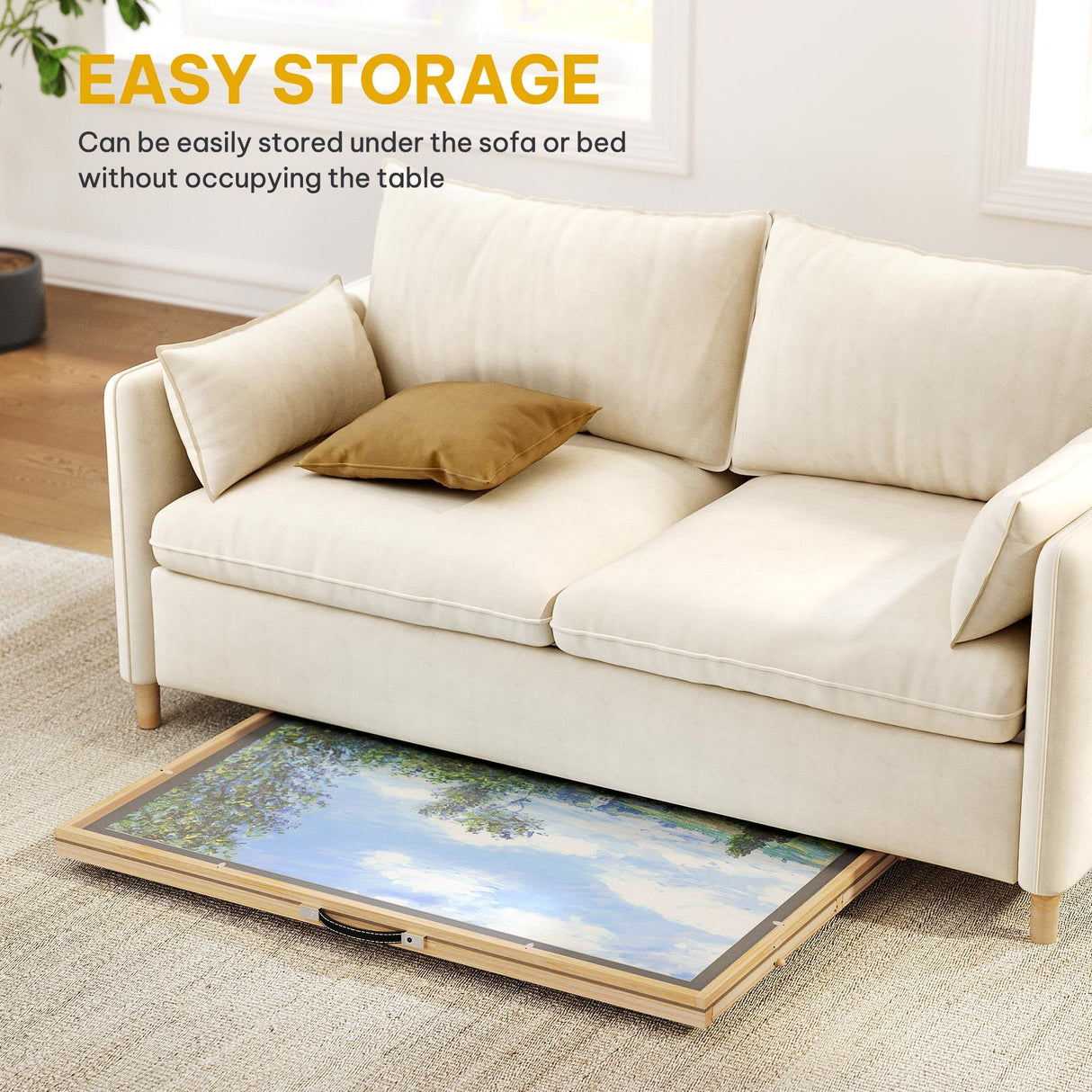 DWVO 2 in 1 Puzzle Board with Drawers, 2000 Pieces Tilting Puzzle Board with Spinning Lazy Susan, Rotating Puzzle Table with Drawers and Cover, Wooden Jigsaw Table for Puzzle Enthusiasts DWVO