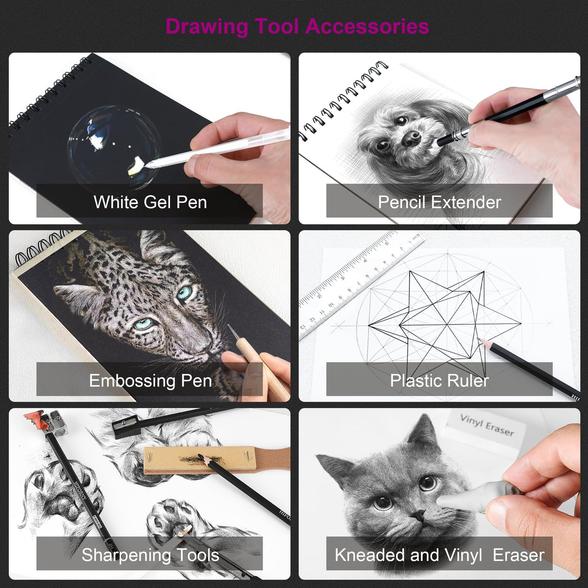 HIFORNY 100 PCS Drawing Set Sketching Kit,Sketch Pencils Art Supplies with Graphite,Charcoal,Blending Tools & Accessories,Portable Zippered Travel Case for Artists & Beginners HIFORNY