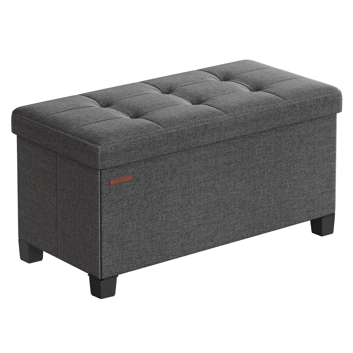 SONGMICS Storage Ottoman Bench, Foldable Foot Rest with Legs, 15 x 30 x 15.7 Inches, End of Bed Bench, Storage Chest, Load up to 660 lb, for Living Room, Bedroom, Entryway, Dark Gray ULSF16GYZ SONGMICS