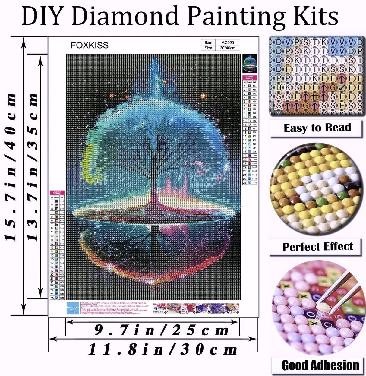 Diamond Art Painting Kits for Adults - Tree of Life Full Drill Diamond Dots Paintings for Beginners, Round 5D Paint with Diamonds Pictures Gem Art Painting Kits DIY Adult Crafts Kits 12x16inch FOXKISS