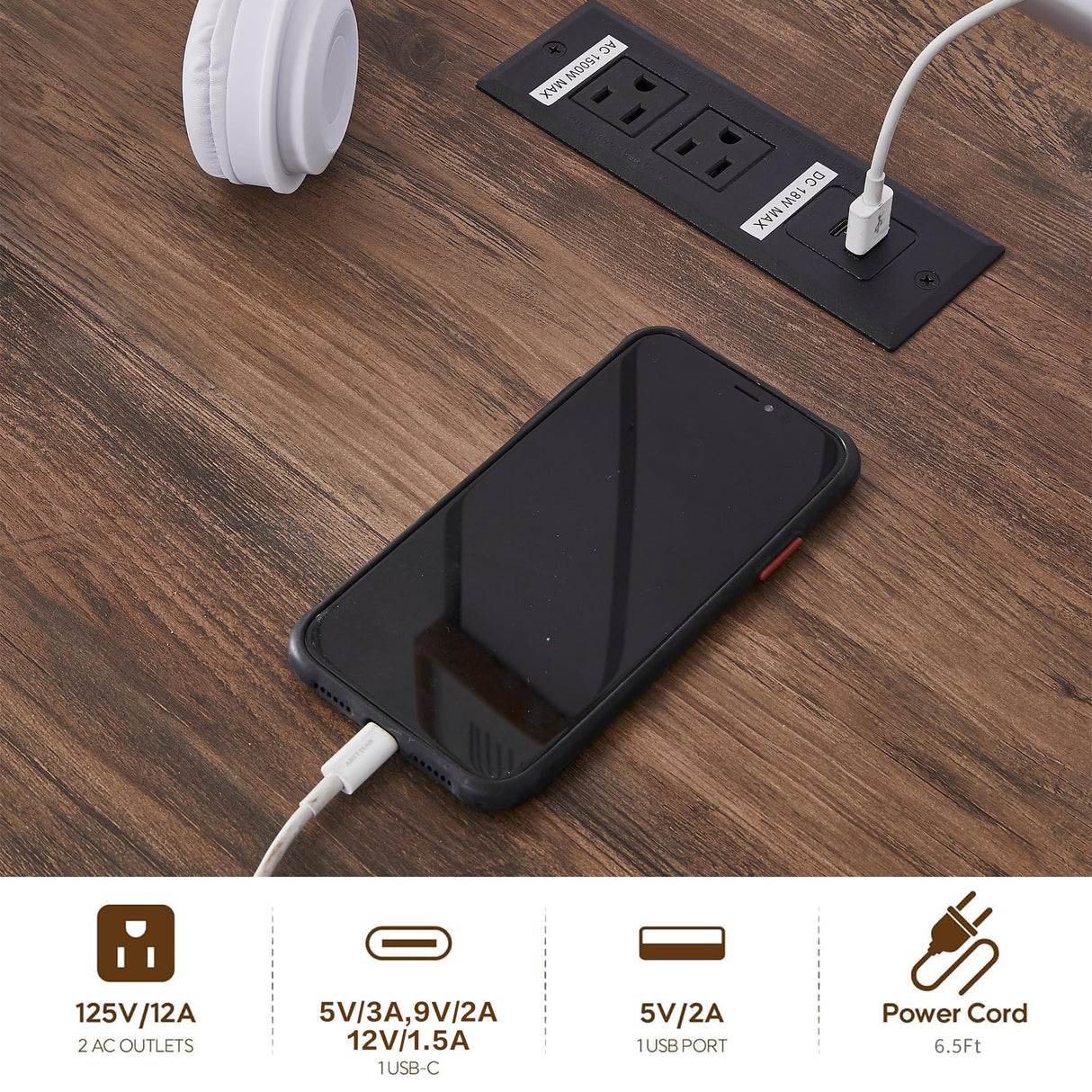 60"L-Shaped Executive Desk with 40"Adjustable File Cabinet,Farmhouse Home Office Desk with Charging Station,Office Desk with Storage Drawers,Wood Computer Desk Set for Office Work,Home Study LayBurst