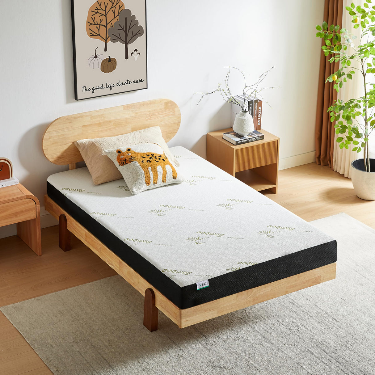 VFD 6 Inch Gel Memory Foam Twin Mattress Washable Cover Medium-Firm for Bunk Bed, Trundle Bed, Pressure Relief CertiPUR-US Certified Mattress in a Box VFD