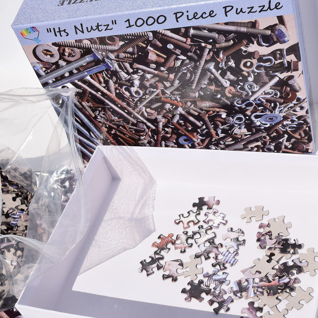 1000 Piece Jigsaw Puzzle for Adults - It's Nutz and Bolts and Hardware - Extreme Puzzle Difficult Challenging 1000 Piece Puzzle Fun for The Whole Family. Difficult Puzzles for Adults Parachute Puzzles