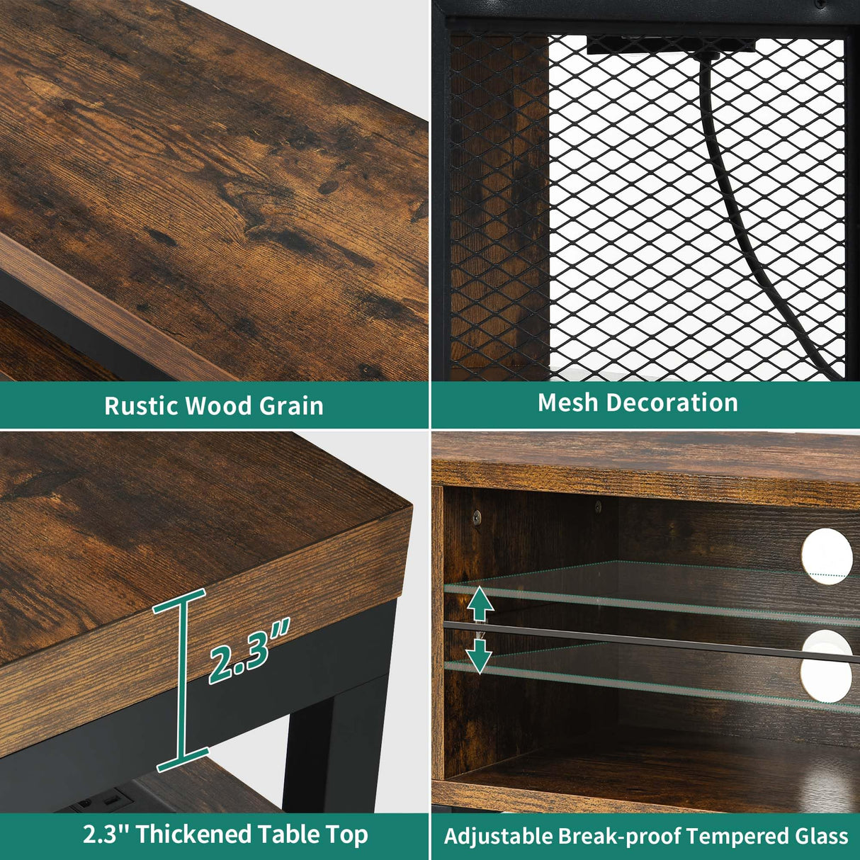 YITAHOME TV Stands for Living Room, Entertainment Center with Storage,TV Stand for 50/48 inch TV, LED TV Stand with Power Outlets, Industrial TV Console Cabinet, Retro Brown YITAHOME