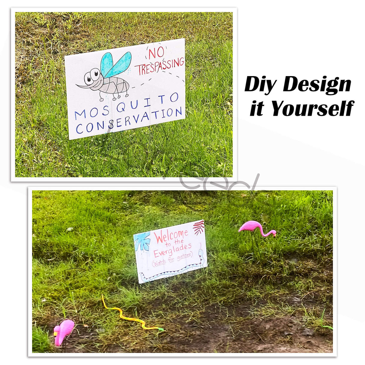 Blank Yard Signs with Stakes, 4 Pack 18 x 12 Inches White Plastic Yard Lawn Sign for Happy Birthday,Garage Sale Signs, Rent, Guidepost Decorations, Blank Lawn Signs with Stakes LARREEDE