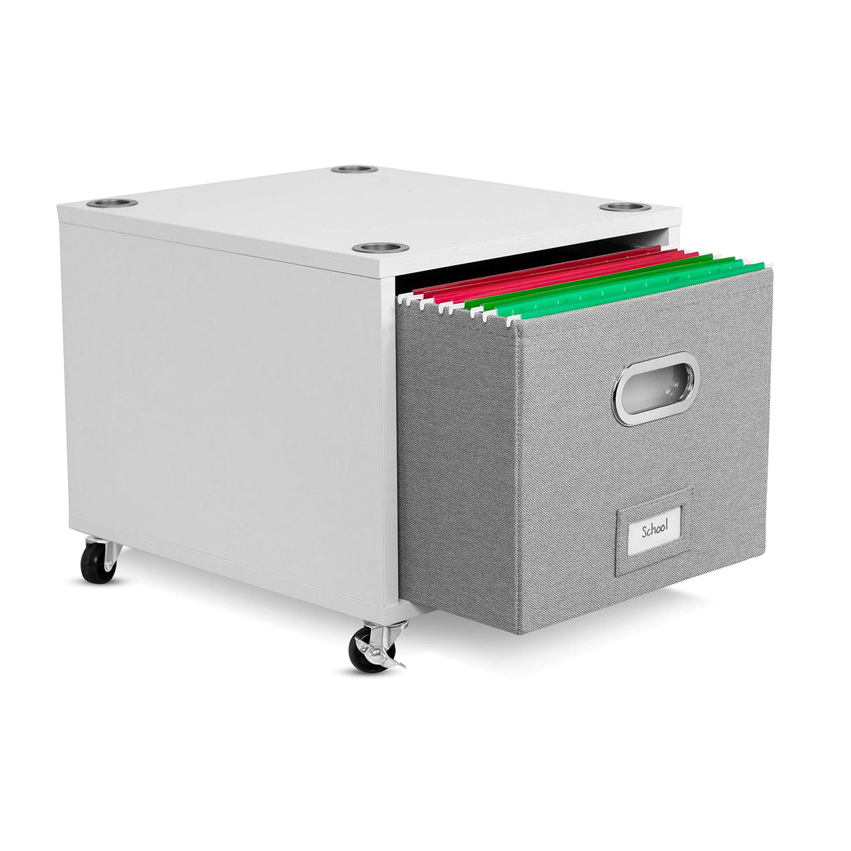 BIRDROCK HOME Decorative Rolling File Cabinet with Removable Storage Bin and Lateral Drawer BIRDROCK HOME