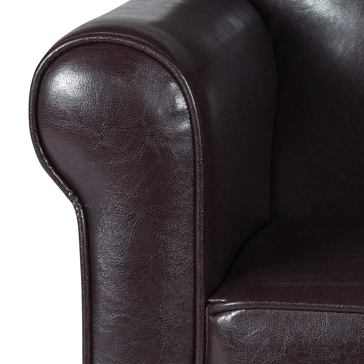 HomePop Youth Leatherette Club Chair, Dark Brown HomePop