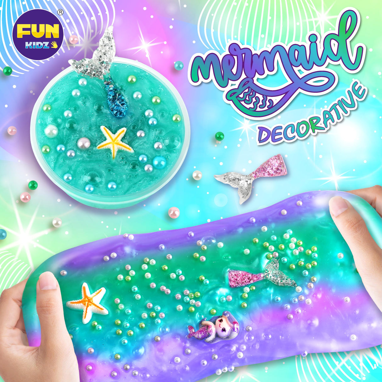 Summer Gift Mermaid Slime Kit for Girls, FunKidz Shimmer Slime Making Kit for Kids Age 8-12 DIY Soft Glitter Glossy Metallic Slime Toy FUN KIDZ