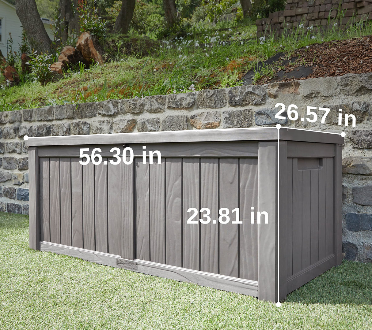 EAST OAK Outdoor Storage Box, 120 Gallon Deck Box with Stainless Steel Rods Large Resin Storage Bin for Patio Cushions, Garden Tools, Waterproof and UV Resistant, Lockable, Grey EAST OAK