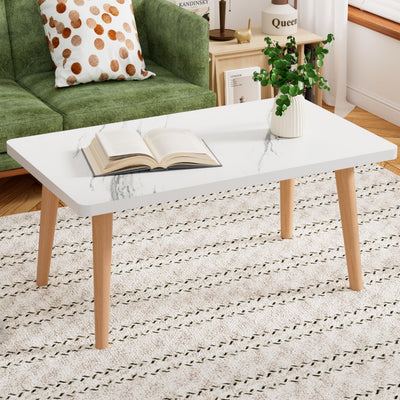 Small Coffee Table for Small Space, Low Table, Floor Table Desk for Sitting on The Floor, Storage Living Room Furniture, Tatami Tea Tables with Solid Wood Legs, Home Office, Farmhouse, Rectangle White