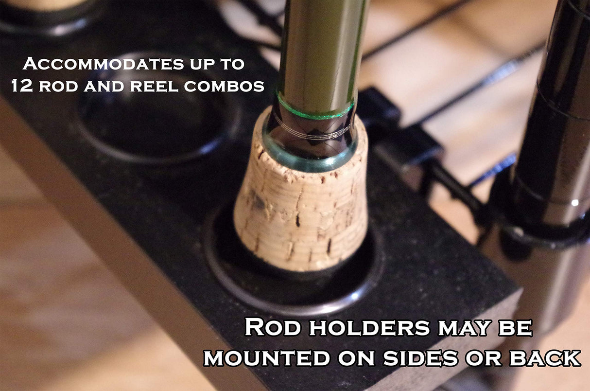 Old Cedar Outfitters Rolling Rod Cart and Tackle Trolley Holds 12 Rod and Reel Combo for Garage and Home Storage Old Cedar Outfitters