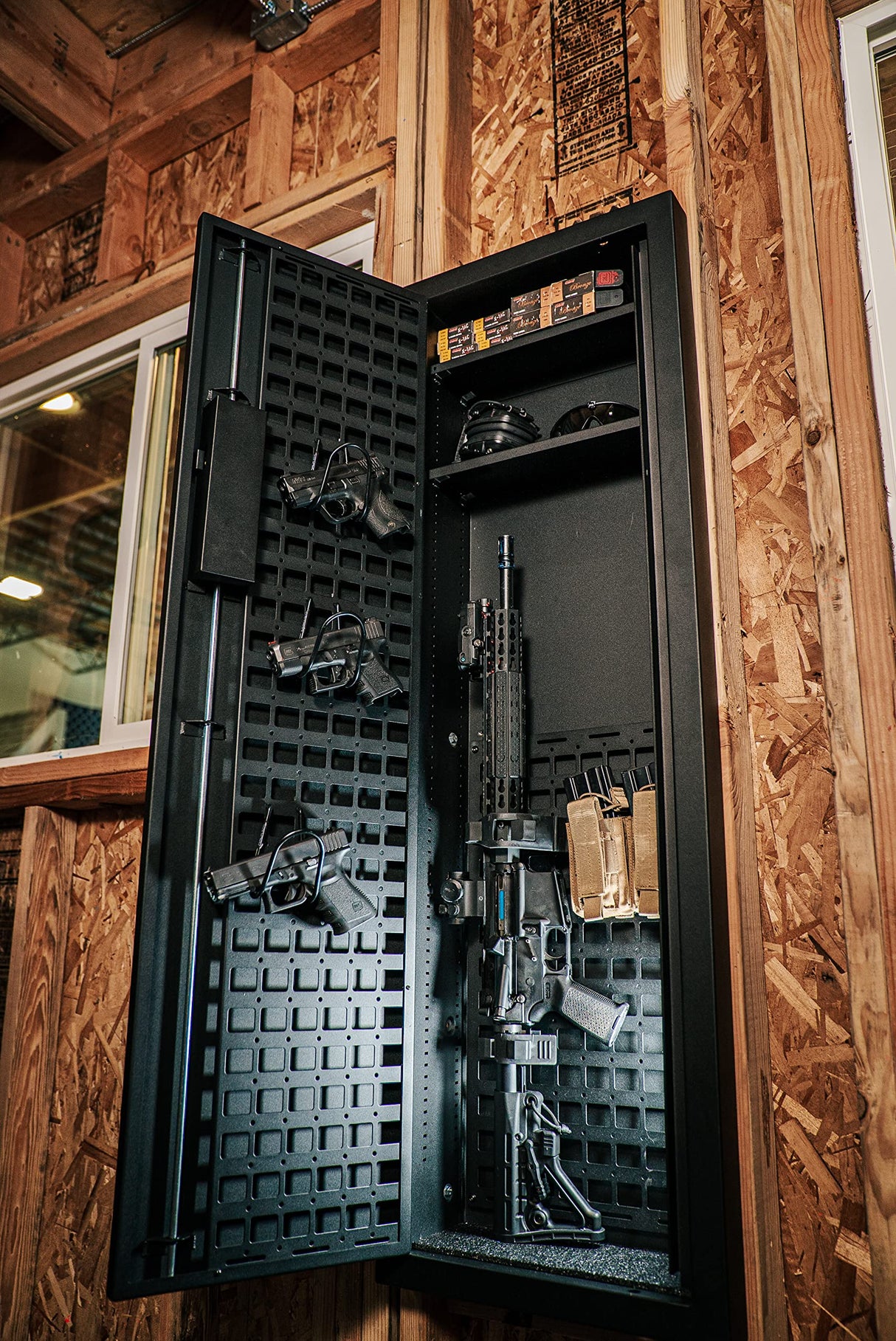 Tactical Closet Vault Flat Black in Wall Gun Safe and Tactical Gear Safe – This Safe Provides Security for Firearms, Simplex Lock – Fits Between Wall Studs– Ideal for Home or Office V-Line