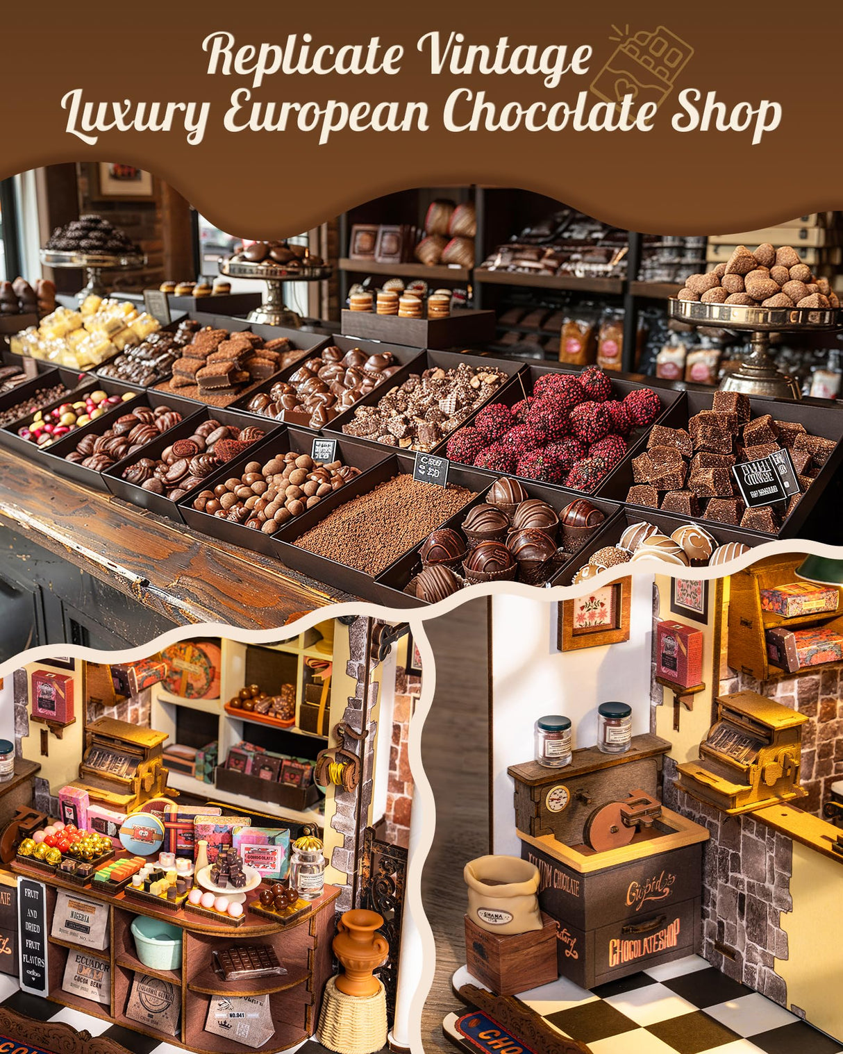 Rolife DIY Miniature House Kit Henry's Chocolate Shop, Tiny House Book Nook for Bookshelf Decor, 3D Puzzles Model Building Kits for Teens, Birthday Gifts/Craft Kits for Girls Boys (Henry's Chocolate) Rolife