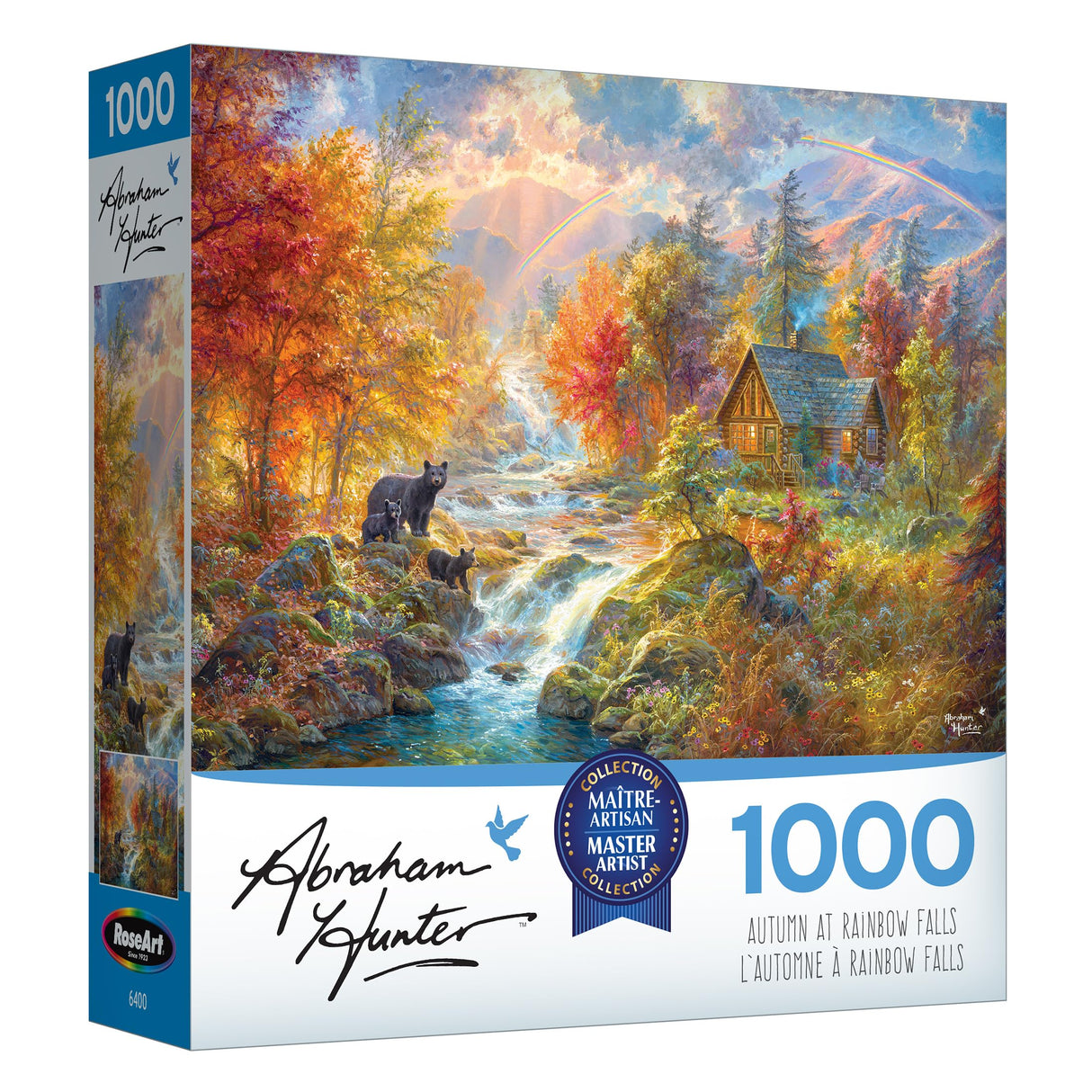 RoseArt - Abraham Hunter - Autumn at Rainbow Falls - 1000 Piece Jigsaw Puzzle for Adults RoseArt