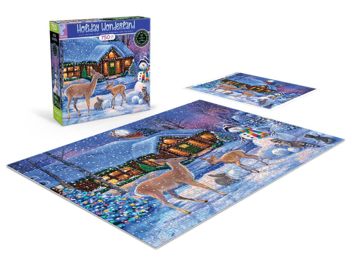 Ceaco - Glow in The Dark - Holiday Wonderland - 750 Piece Jigsaw Puzzle Ceaco