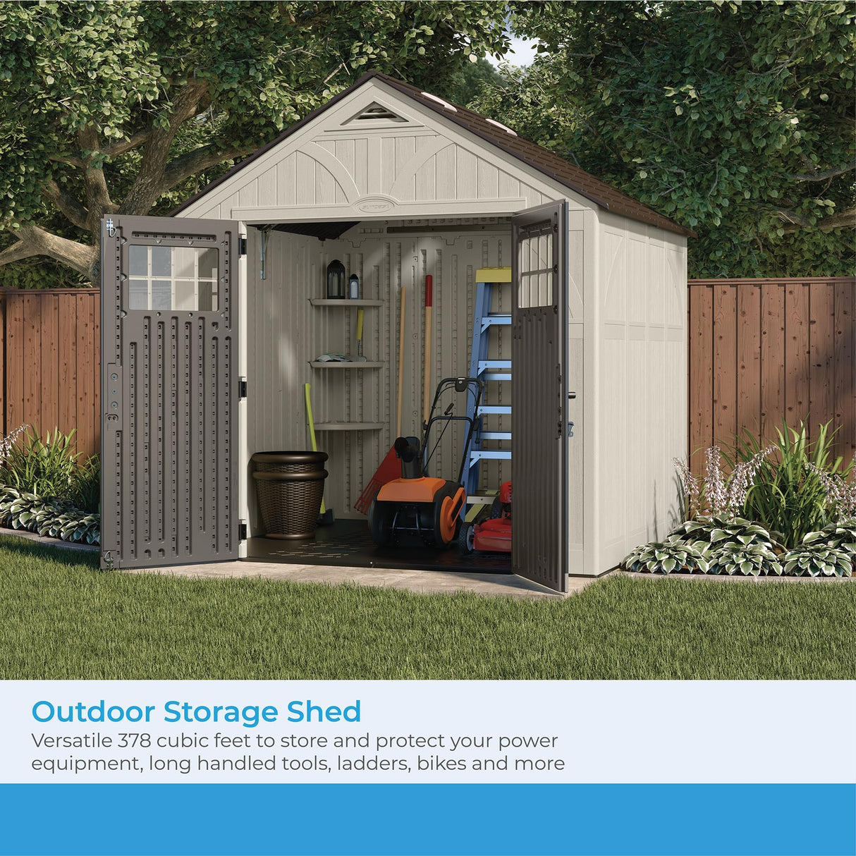 Suncast 8' x 7' Heavy-Duty Resin Tremont Storage Shed, Cream Suncast