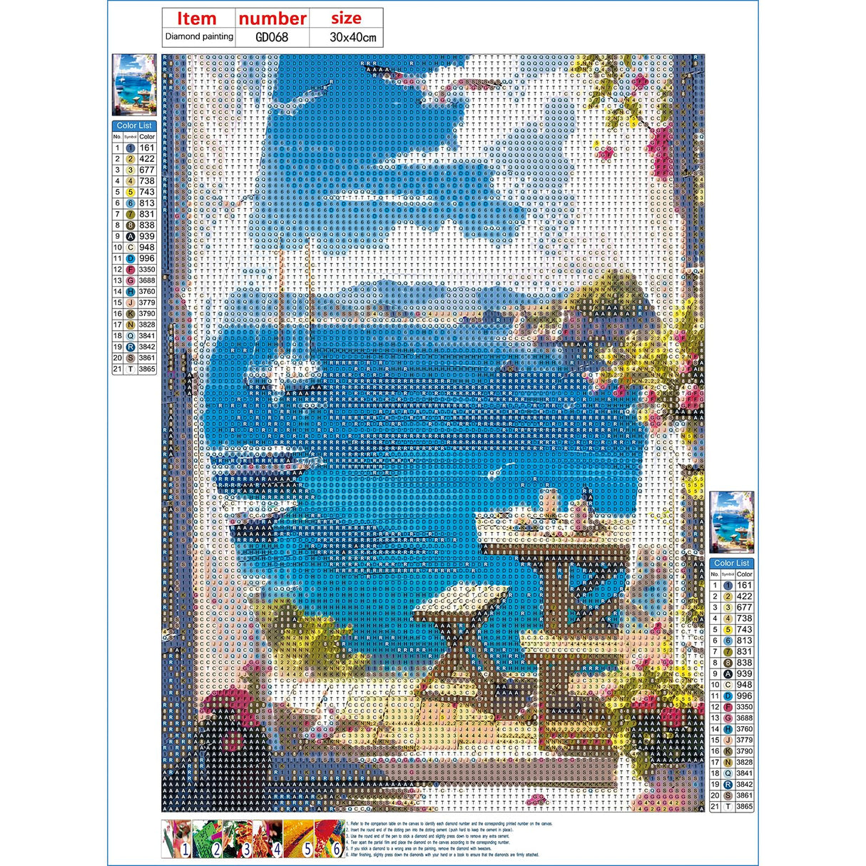 GDYEEH DIY 5D Sea View Room Diamond Art Painting Kits, Flowers Full Round Drill Sparkling Diamond Painting Picture, Boat Diamond Painting Art Craft Kits for Adults Beginners, Home Wall Decor 12x16inch GDYEEH