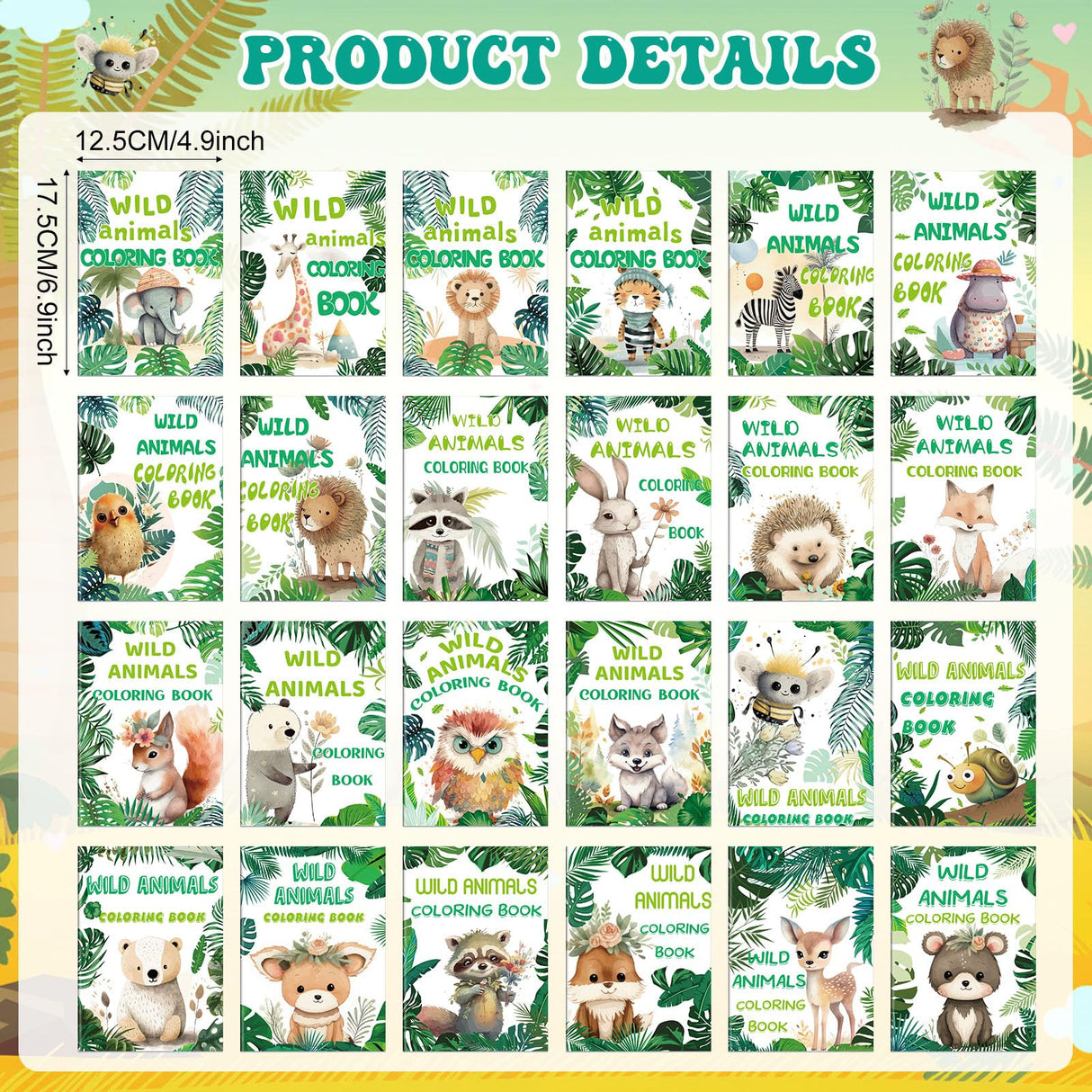 Sinload 24 Wildlife Theme Coloring Book Wild Animals Coloring Books Bulk with 24 Crayons Mini DIY Books for Art Stress Relief Drawing Book Stuffers Party Favors, Goodie Bag Filler and Holiday Gifts Sinload