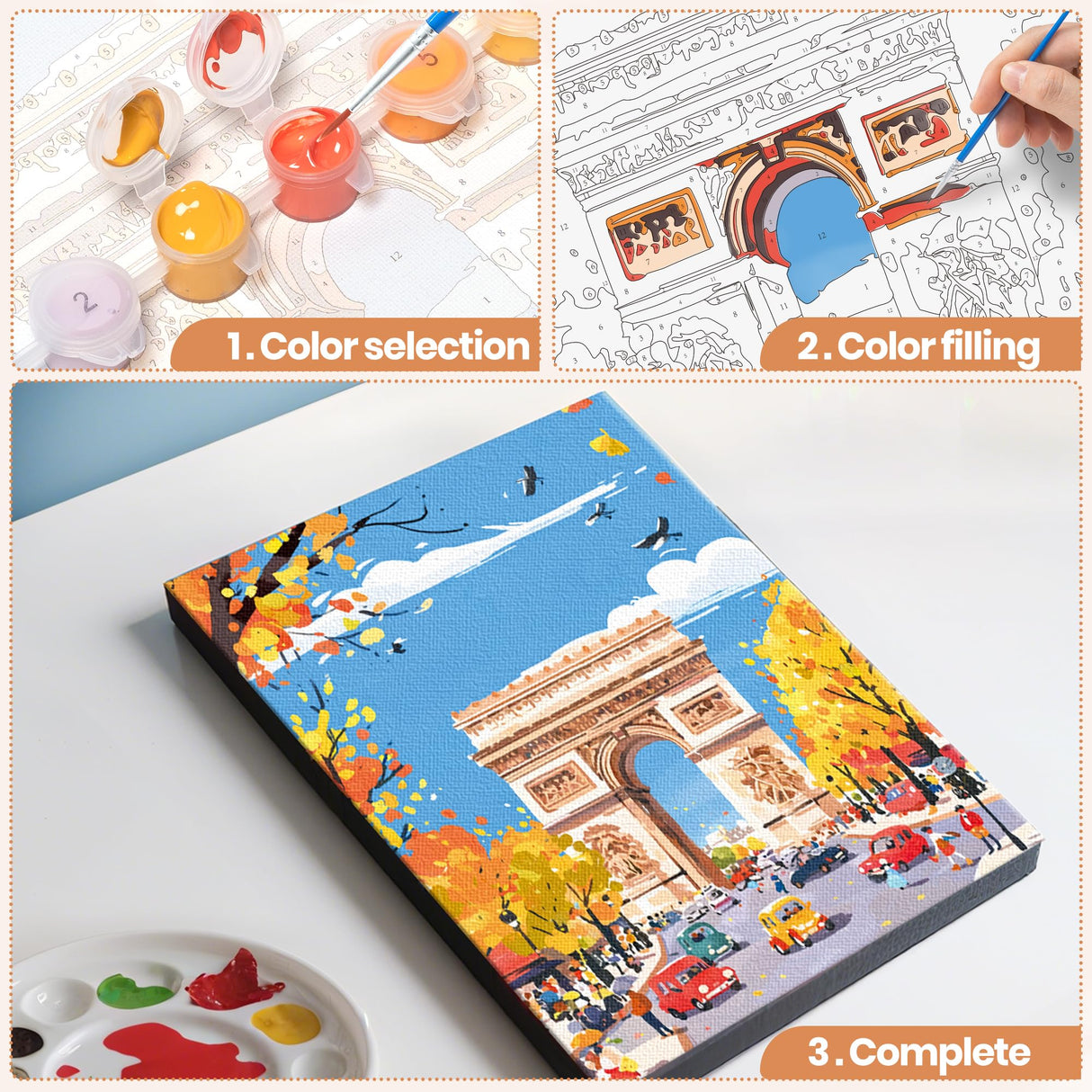 lamplig Paint by Numbers Kit for Kids 4-6,6-8 Famous Scenery Paint by Numbers for 6 Pack 10x14 Inch Painting by Numbers for Kids Ages 8-12 DIY Oil Paint On Canvas Without Frame lamplig