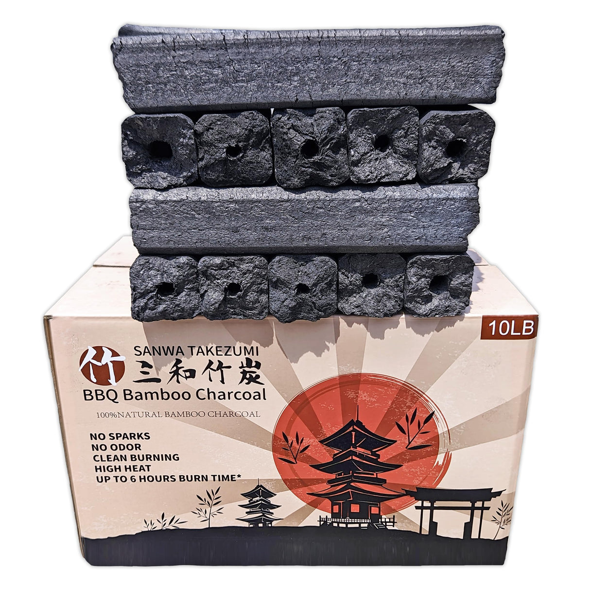 BBQ Bamboo Charcoal,Premium BBQ Experience,100% Natural,Chemical-Free,Smokeless Bamboo Charcoal,Up to 7 Hours of Continuous Use,Long-Lasting Charcoal Fuel,10-Pound Packaging WoodArtSupply