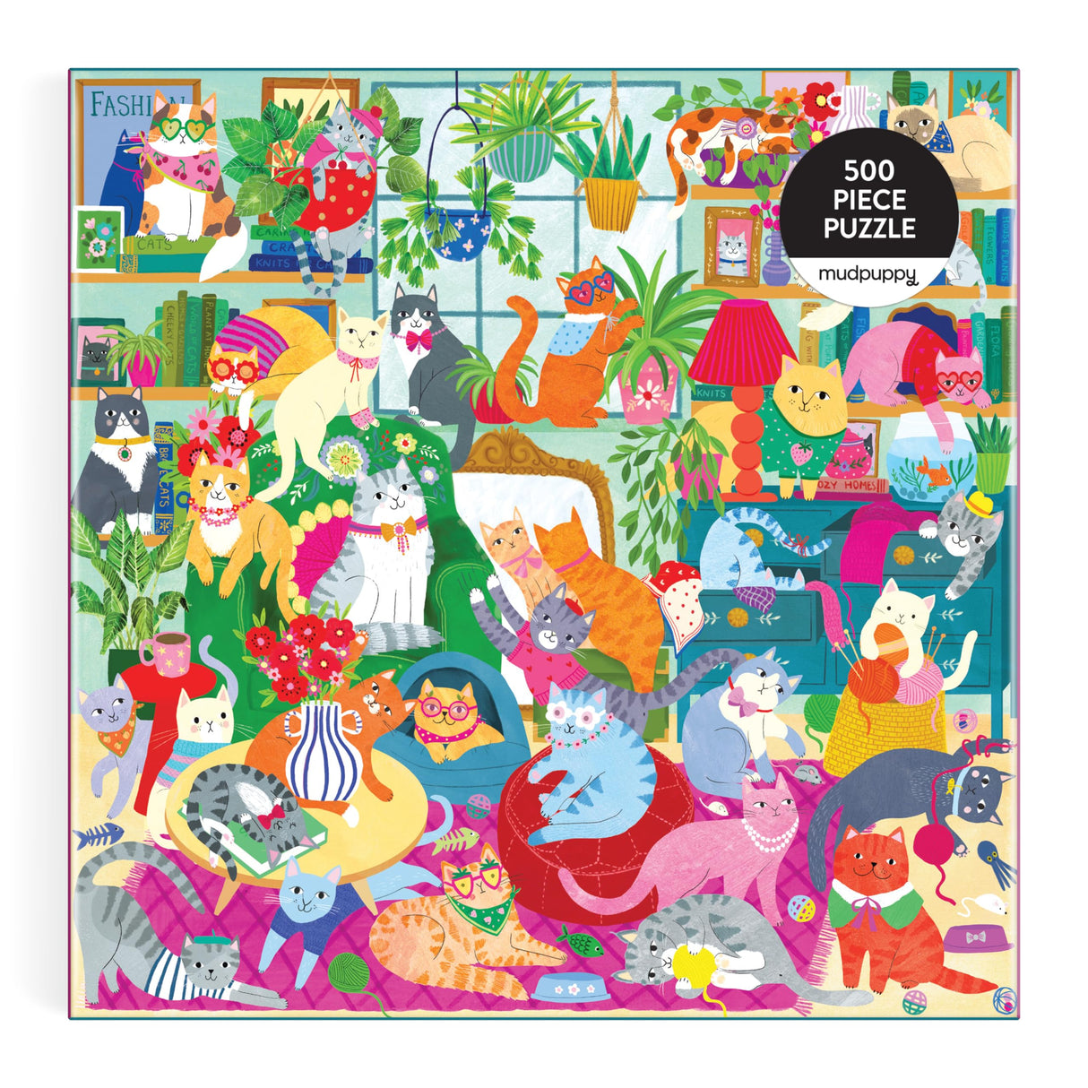 Mudpuppy Caturday Afternoon โ 500 Piece Family Puzzle with Colorful and Fun Illustrations of Cozy Cats for Children Ages 8 and Up Mudpuppy