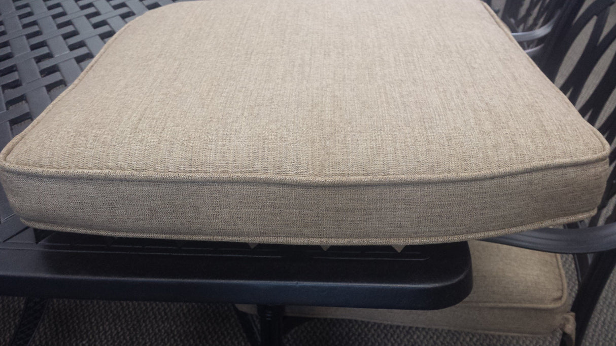 Grand Tuscany Outdoor Patio 7 pcs Round Fire Gas 52" Dining Set Dark Bronze Cast Aluminum Sunbrella Cushions (Set with 6 Regular Chairs) Patio Land